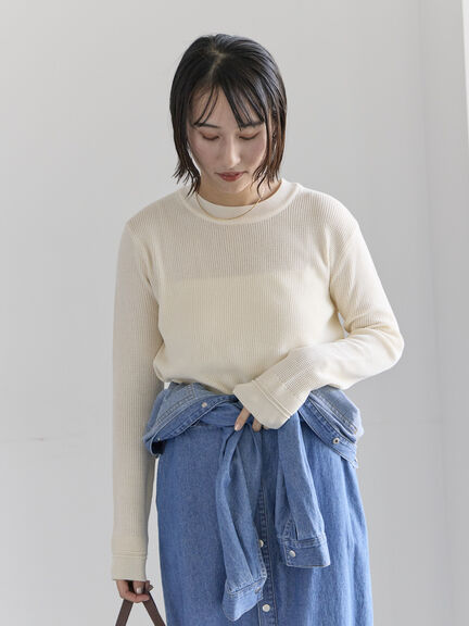 チャーム付きワッフルニットプルオーバー（オフホワイト/ブラック/ベージュ）｜Te chichi（テチチ）通販