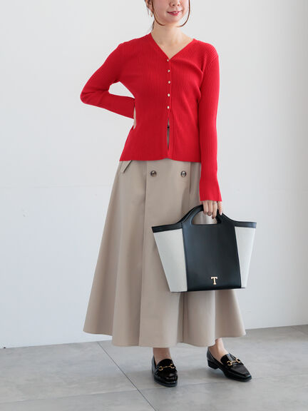 リブVネックカーディガン《2026 spring catalog item》（ホワイト/ブラック/レッド/ネイビー）｜Te chichi（テチチ）通販