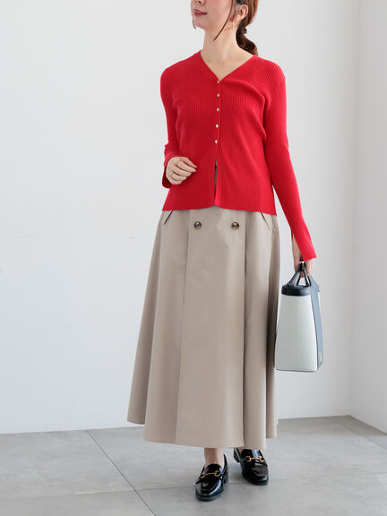 リブVネックカーディガン《2026 spring catalog item》（ホワイト/ブラック/レッド/ネイビー）｜Te chichi（テチチ）通販