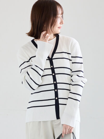 リブVネックカーディガン《2026 spring catalog item》（ホワイト/ブラック/レッド/ネイビー）｜Te chichi（テチチ）通販