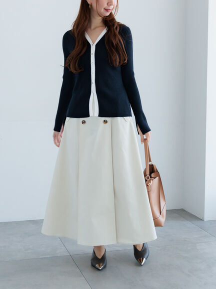 リブVネックカーディガン《2026 spring catalog item》（ホワイト/ブラック/レッド/ネイビー）｜Te chichi（テチチ）通販