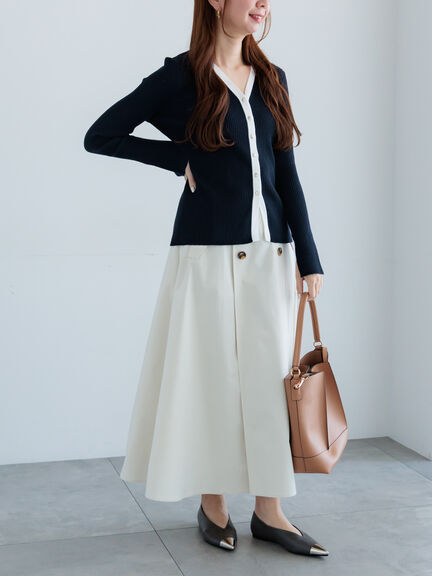 リブVネックカーディガン《2026 spring catalog item》（ホワイト/ブラック/レッド/ネイビー）｜Te chichi（テチチ）通販