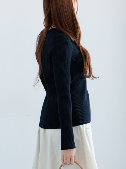 リブVネックカーディガン《2026 spring catalog item》（ホワイト/ブラック/レッド/ネイビー）｜Te chichi（テチチ）通販