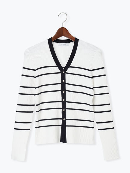 リブVネックカーディガン《2026 spring catalog item》（ホワイト/ブラック/レッド/ネイビー）｜Te chichi（テチチ）通販