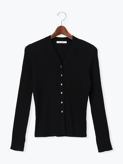 リブVネックカーディガン《2026 spring catalog item》（ホワイト/ブラック/レッド/ネイビー）｜Te chichi（テチチ）通販