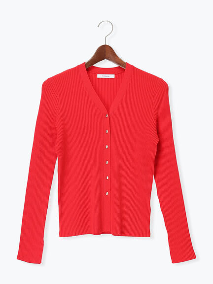 リブVネックカーディガン《2026 spring catalog item》（ホワイト/ブラック/レッド/ネイビー）｜Te chichi（テチチ）通販