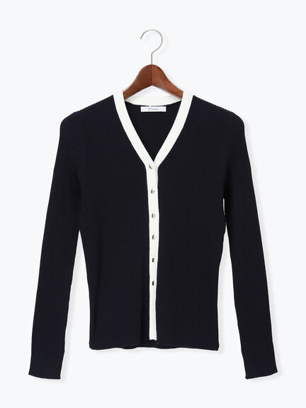 リブVネックカーディガン《2026 spring catalog item》（ホワイト/ブラック/レッド/ネイビー）｜Te chichi（テチチ）通販