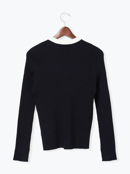 リブVネックカーディガン《2026 spring catalog item》（ホワイト/ブラック/レッド/ネイビー）｜Te chichi（テチチ）通販