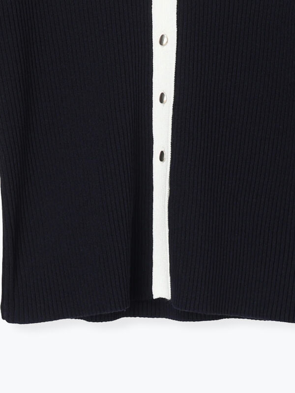 リブVネックカーディガン（ホワイト/ブラック/レッド/ネイビー