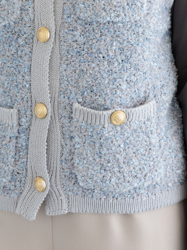 ツイードニットベスト（グレー/ブラック/アウター/ベスト）| Te chichi