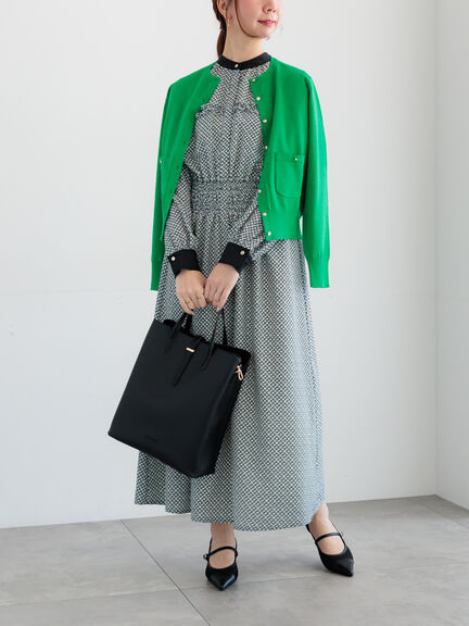 ポケット付きクルーネックカーディガン（オフホワイト/ピンク/グリーン/ネイビー）｜Te chichi（テチチ）通販