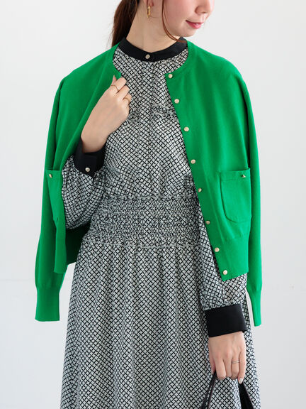 ポケット付きクルーネックカーディガン（オフホワイト/ピンク/グリーン/ネイビー）｜Te chichi（テチチ）通販