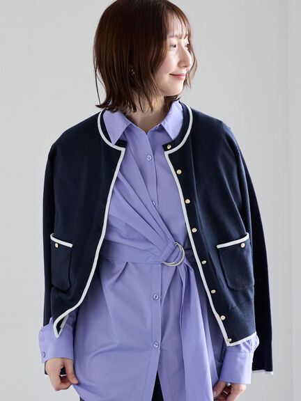 ポケット付きクルーネックカーディガン（オフホワイト/ピンク/グリーン/ネイビー）｜Te chichi（テチチ）通販