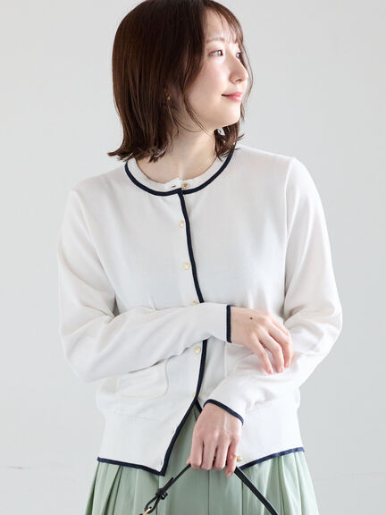 ポケット付きクルーネックカーディガン（オフホワイト/ピンク/グリーン/ネイビー）｜Te chichi（テチチ）通販
