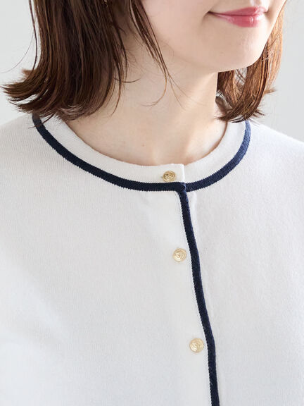 ポケット付きクルーネックカーディガン（オフホワイト/ピンク/グリーン/ネイビー）｜Te chichi（テチチ）通販