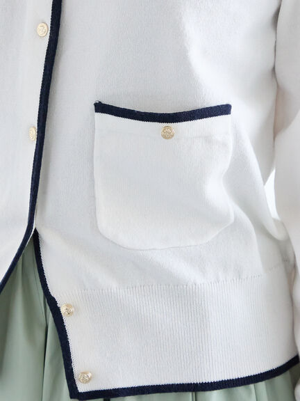 ポケット付きクルーネックカーディガン（オフホワイト/ピンク/グリーン/ネイビー）｜Te chichi（テチチ）通販