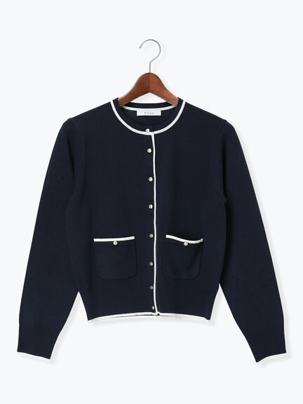 ポケット付きクルーネックカーディガン（オフホワイト/ピンク/グリーン/ネイビー）｜Te chichi（テチチ）通販