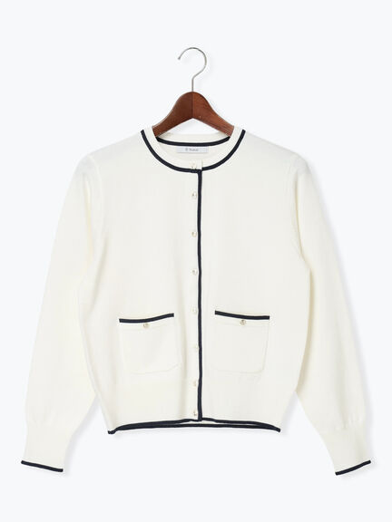 ポケット付きクルーネックカーディガン（オフホワイト/ピンク/グリーン/ネイビー）｜Te chichi（テチチ）通販