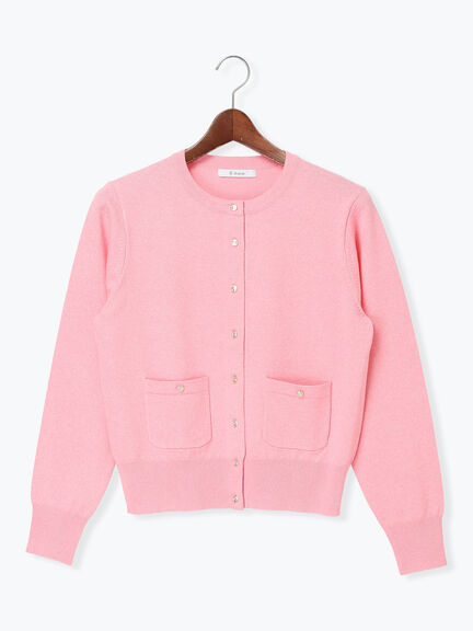 ポケット付きクルーネックカーディガン（オフホワイト/ピンク/グリーン/ネイビー）｜Te chichi（テチチ）通販