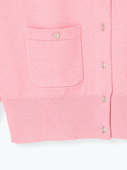 ポケット付きクルーネックカーディガン（オフホワイト/ピンク/グリーン/ネイビー）｜Te chichi（テチチ）通販