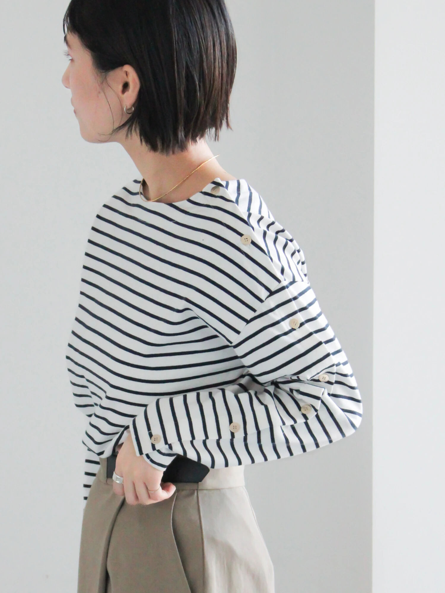 セール】 ショルダー釦ボーダーカットソー《2026 spring catalog item