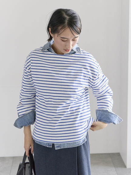 ショルダー釦ボーダーカットソー《2026 spring catalog item》（ピンク/ミント/ブルー/ネイビー）｜Te chichi（テチチ）通販