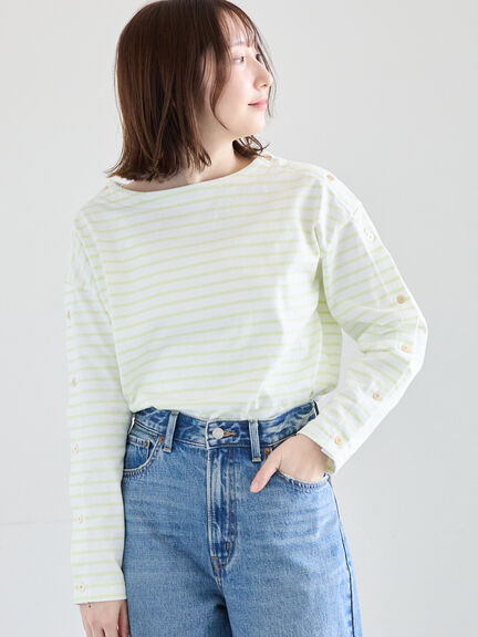 ショルダー釦ボーダーカットソー《2026 spring catalog item》（ピンク/ミント/ブルー/ネイビー）｜Te chichi（テチチ）通販