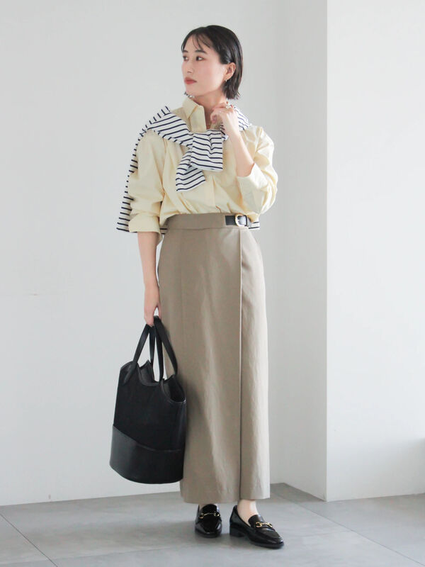 ショルダー釦ボーダーカットソー《2026 spring catalog item》（ピンク