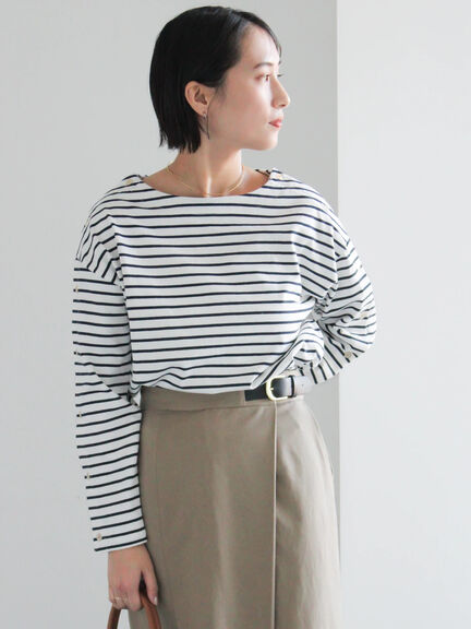 ショルダー釦ボーダーカットソー《2026 spring catalog item》（ピンク/ミント/ブルー/ネイビー）｜Te chichi（テチチ）通販