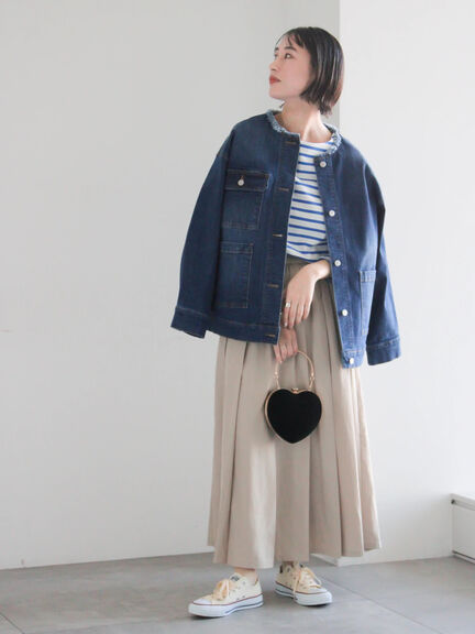 ショルダー釦ボーダーカットソー《2026 spring catalog item》（ピンク/ミント/ブルー/ネイビー）｜Te chichi（テチチ）通販