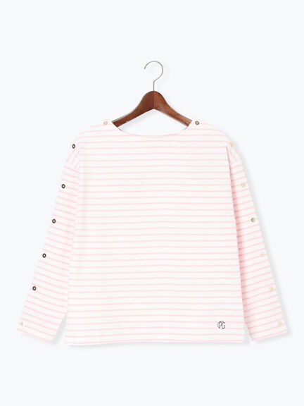 ショルダー釦ボーダーカットソー《2026 spring catalog item》（ピンク/ミント/ブルー/ネイビー）｜Te chichi（テチチ）通販