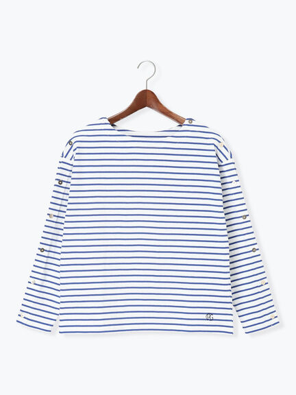 ショルダー釦ボーダーカットソー《2026 spring catalog item》（ピンク/ミント/ブルー/ネイビー）｜Te chichi（テチチ）通販