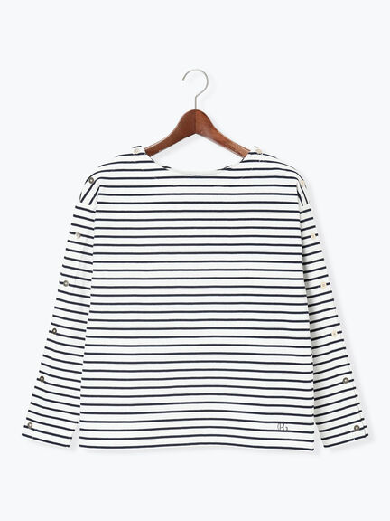 ショルダー釦ボーダーカットソー《2026 spring catalog item》（ピンク/ミント/ブルー/ネイビー）｜Te chichi（テチチ）通販