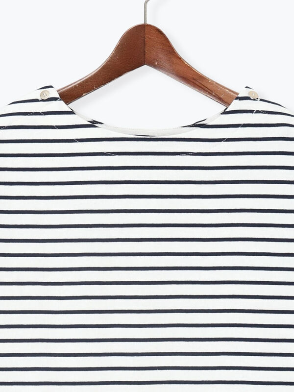 ショルダー釦ボーダーカットソー《2026 spring catalog item》（ピンク