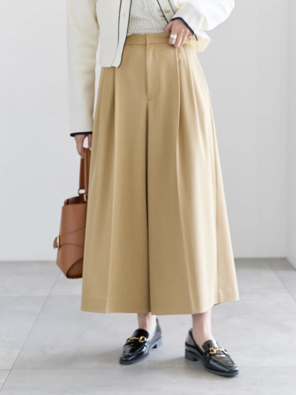 フレアガウチョパンツ（オフホワイト/ベージュ/ネイビー/ボトムス