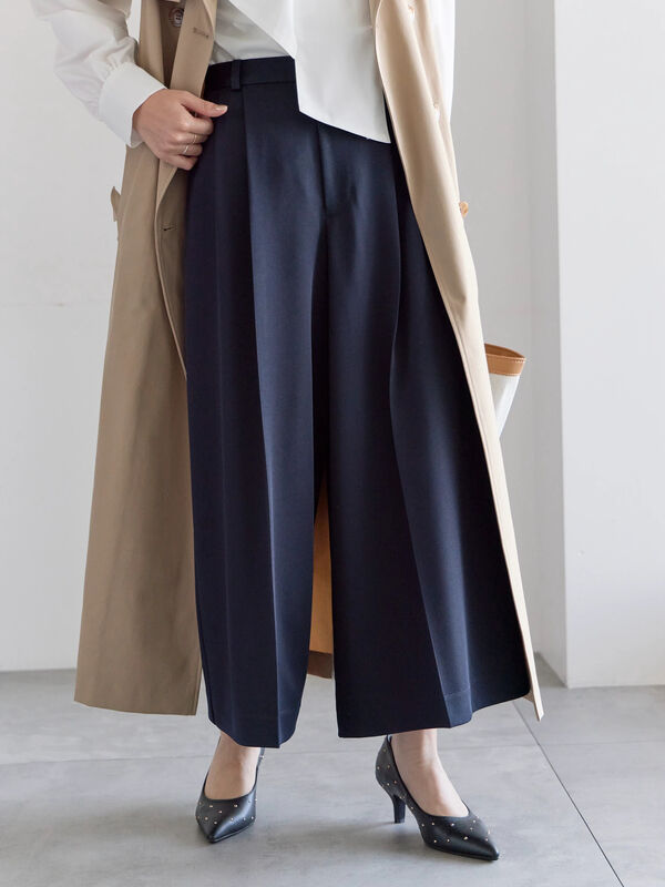 フレアガウチョパンツ（オフホワイト/ベージュ/ネイビー/ボトムス