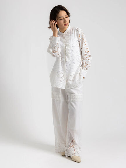 【Atelier ChouChou】スカラップヘムコットンイージーパンツ（オフホワイト）｜Te chichi（テチチ）通販