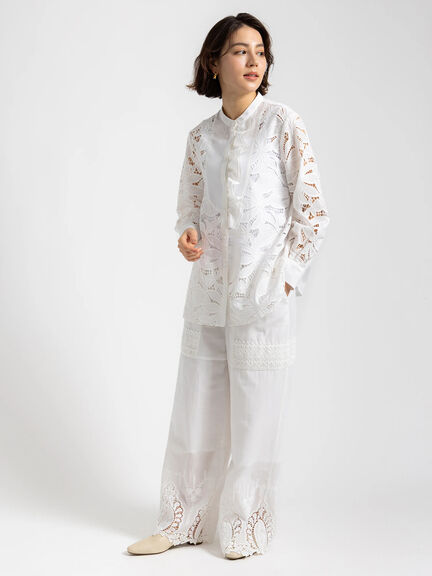 【Atelier ChouChou】スカラップヘムコットンイージーパンツ（オフホワイト）｜Te chichi（テチチ）通販