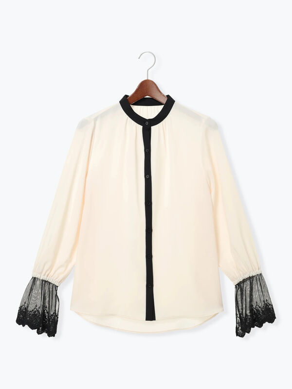 エンフォルド　ホワイト　カフスブラウス　美品 ダブルビッグフリルカラーラッフルカフスブラウス – jemiremi