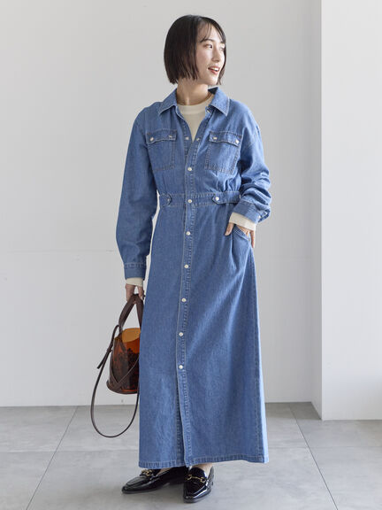ウエストマークデニムシャツワンピース（ブルー/ネイビー）｜Te chichi（テチチ）通販