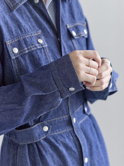ウエストマークデニムシャツワンピース（ブルー/ネイビー）｜Te chichi（テチチ）通販