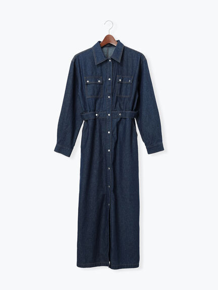 ウエストマークデニムシャツワンピース（ブルー/ネイビー）｜Te chichi（テチチ）通販