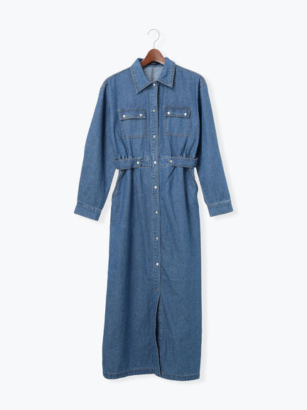 ウエストマークデニムシャツワンピース（ブルー/ネイビー）｜Te chichi（テチチ）通販