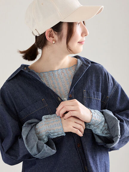 ストレッチレーストップス《2026 spring catalog item》（オフホワイト/サックスブルー/クリーム）｜Te chichi（テチチ）通販