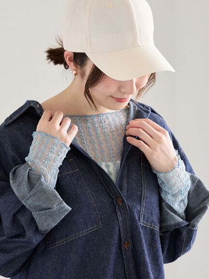 ストレッチレーストップス《2026 spring catalog item》（オフホワイト/サックスブルー/クリーム）｜Te chichi（テチチ）通販