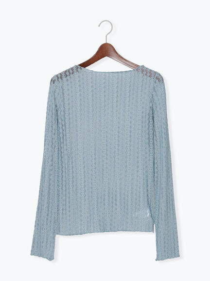 ストレッチレーストップス《2026 spring catalog item》（オフホワイト/サックスブルー/クリーム）｜Te chichi（テチチ）通販