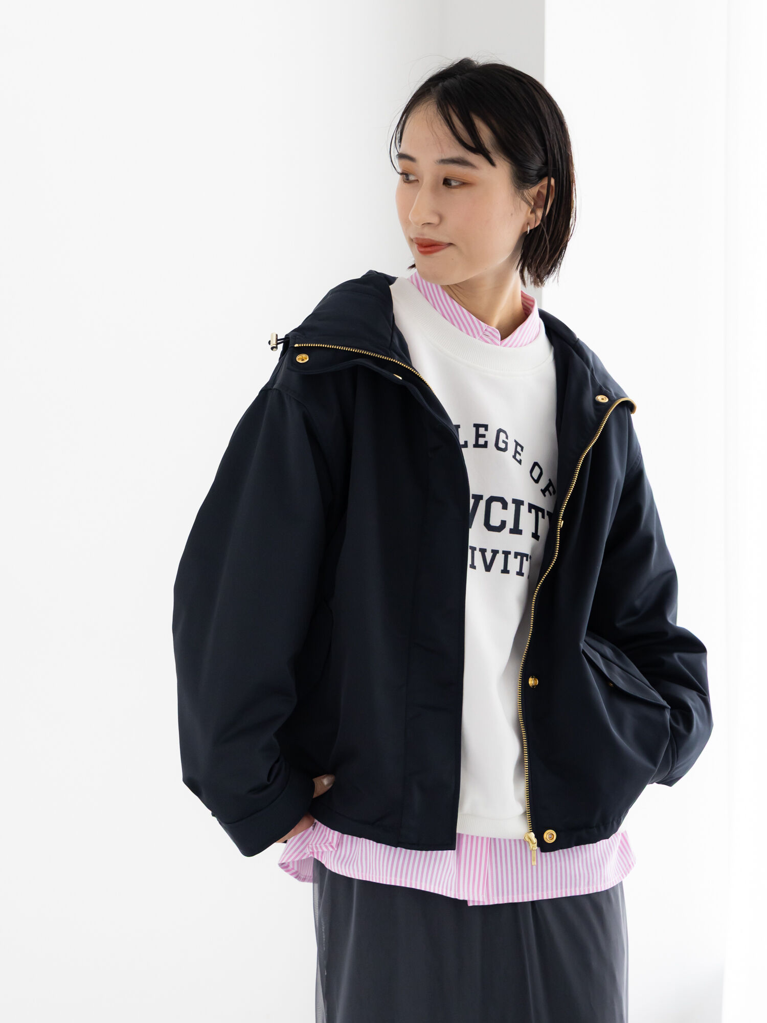 マウンテンパーカー（ネイビー/アイボリー/アウター/ブルゾン ）| Te