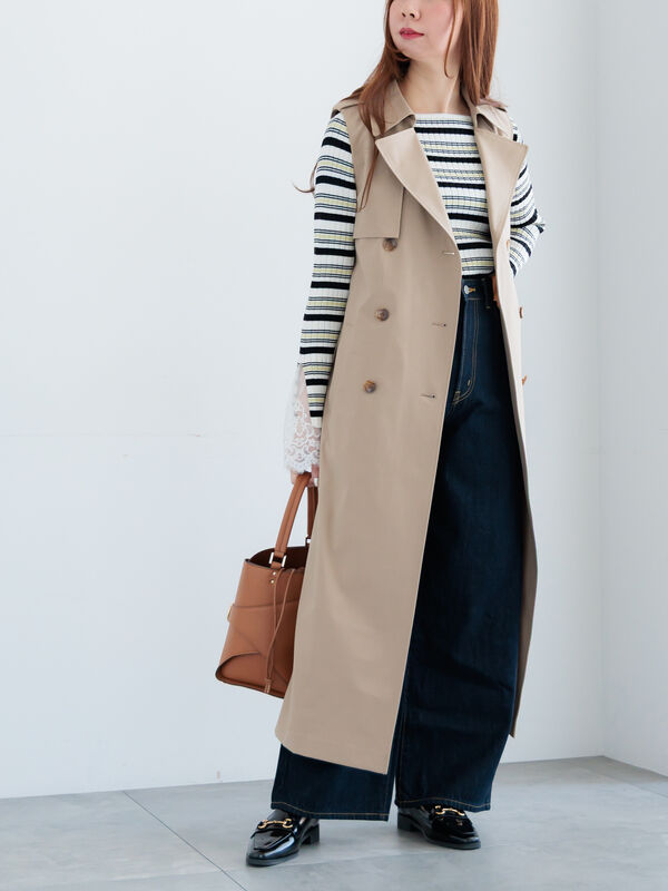 ロングトレンチジレ（ベージュ/アウター/ベスト）| Te chichi（テチチ
