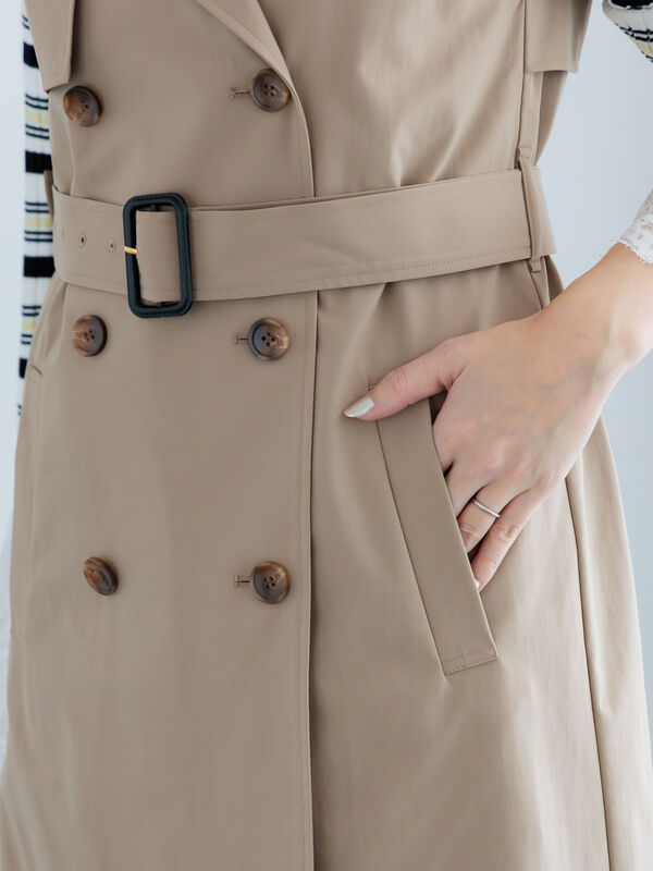 ロングトレンチジレ（ベージュ/アウター/ベスト）| Te chichi（テチチ