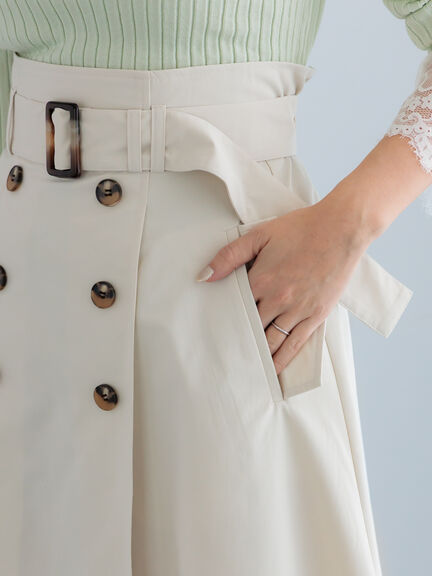 トレンチフレアスカート（オフホワイト/ベージュ/ネイビー）｜Te chichi（テチチ）通販